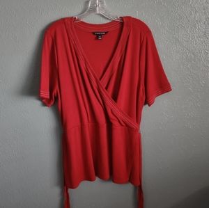 41 HAWTHORNE Dark Red V-Neck Blouse